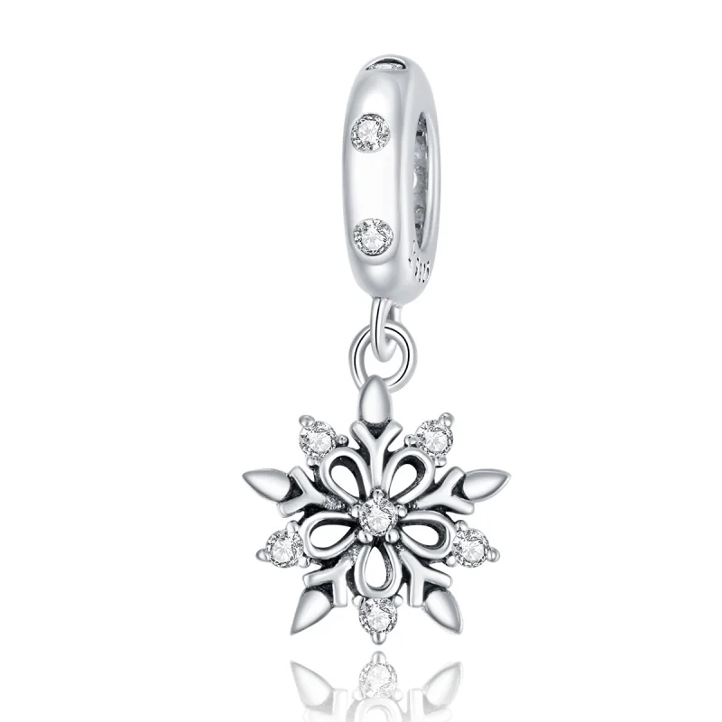 (afbeelding voor) Pandora Style Crystal Snowflake Dangle Hangende Bedel - SCC1649