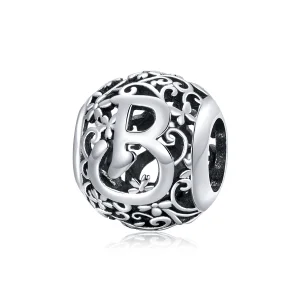 Pandora Style Opengewerkte Bloem Letter B Bedel - SCC1444-B (afbeelding voor) Pandora Style Opengewerkte Bloem Letter B Bedel - SCC1444-B