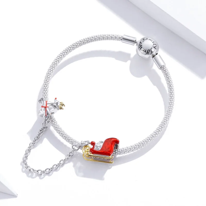(afbeelding voor) Pandora Style Santa's Sleigh Safety Chain Veiligheidsketting - SCC1667 - Bekijken 3