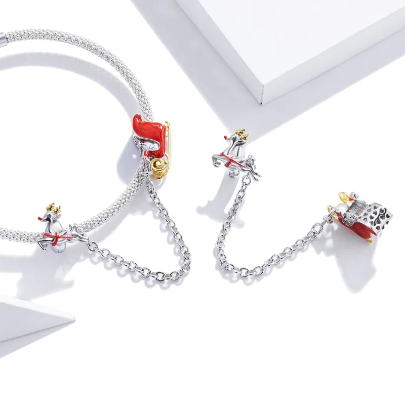 (afbeelding voor) Pandora Style Santa's Sleigh Safety Chain Veiligheidsketting - SCC1667 - Bekijken 4