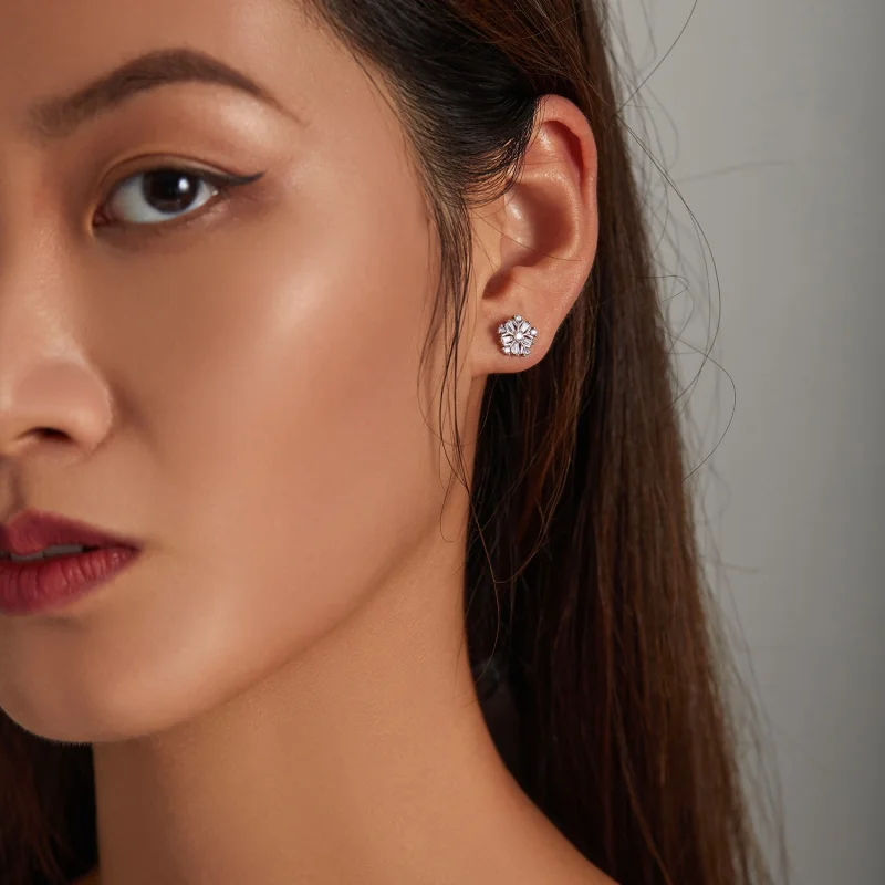 (afbeelding voor) PANDORA Glimmende sneeuwvlokken Oorknopjes - SCE1289 - Bekijken 5