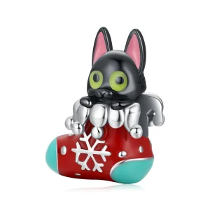 (afbeelding voor) PANDORA Kerstkousen kitten Bedel - SCC2036