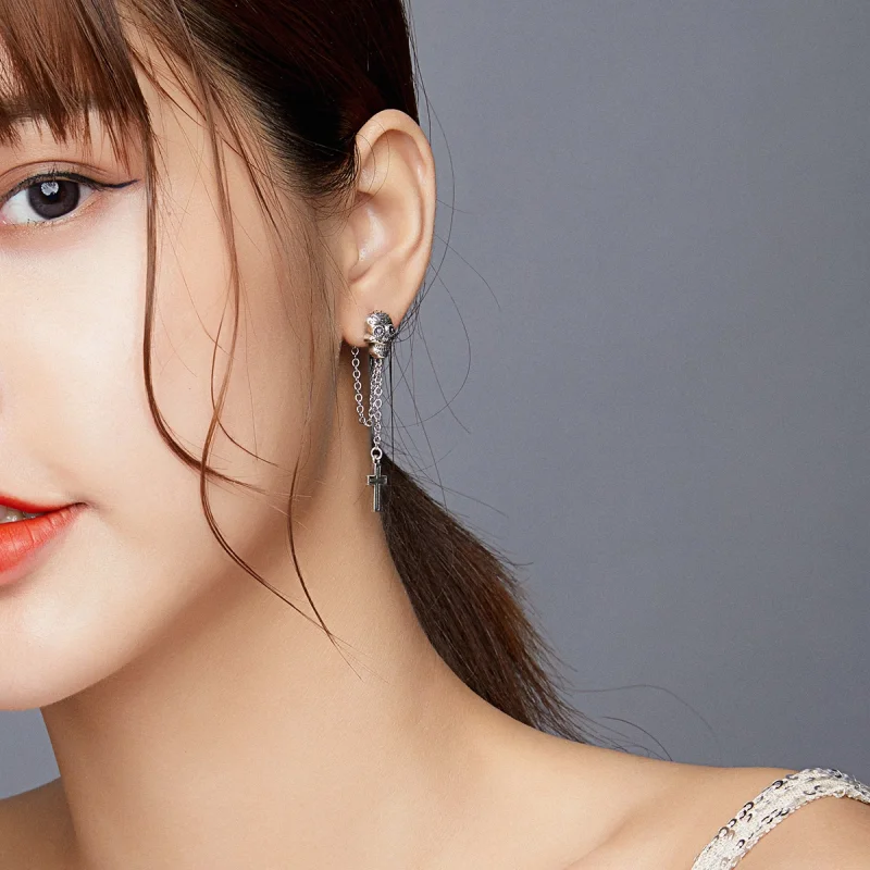 (afbeelding voor) PANDORA Schedel kruis Oorhangers - BSE419 - Bekijken 7