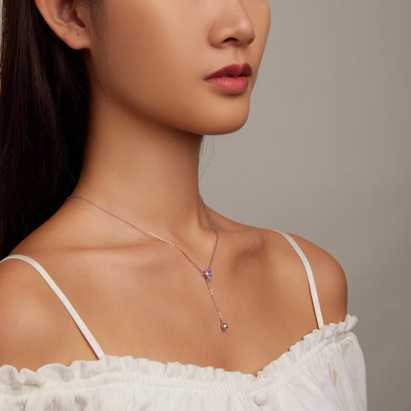 (afbeelding voor) Pandora Stijl Amethist Ketting - BSN271 - Bekijken 8