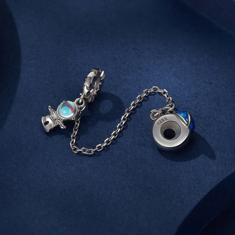 (afbeelding voor) Pandora Stijl Astronaut en planeet Veiligheidsketting - BSC792 - Bekijken 3