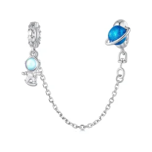 (afbeelding voor) Pandora Stijl Astronaut en planeet Veiligheidsketting - BSC792