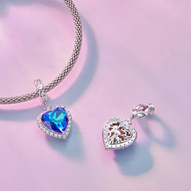 (afbeelding voor) Pandora Stijl Blauw Hart Bedel - BSC775 - Bekijken 4