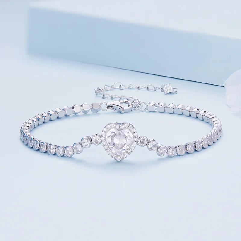 (afbeelding voor) Pandora-stijl Hart Tennis Armband - BSB098 - Bekijken 2