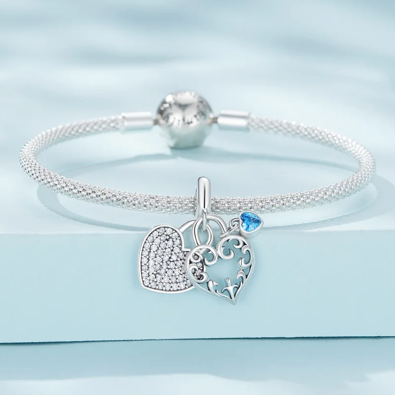 (afbeelding voor) Pandora-stijl Hartvormige Bedel met Interlocking Design - SCC2502 - Bekijken 3