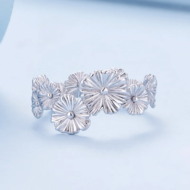 (afbeelding voor) Pandora-stijl Klassieke Daisy Bloem Band Ring - BSR382 - Bekijken 3