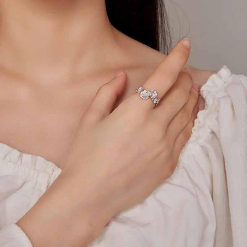 (afbeelding voor) Pandora-stijl Klassieke Daisy Bloem Band Ring - BSR382 - Bekijken 4