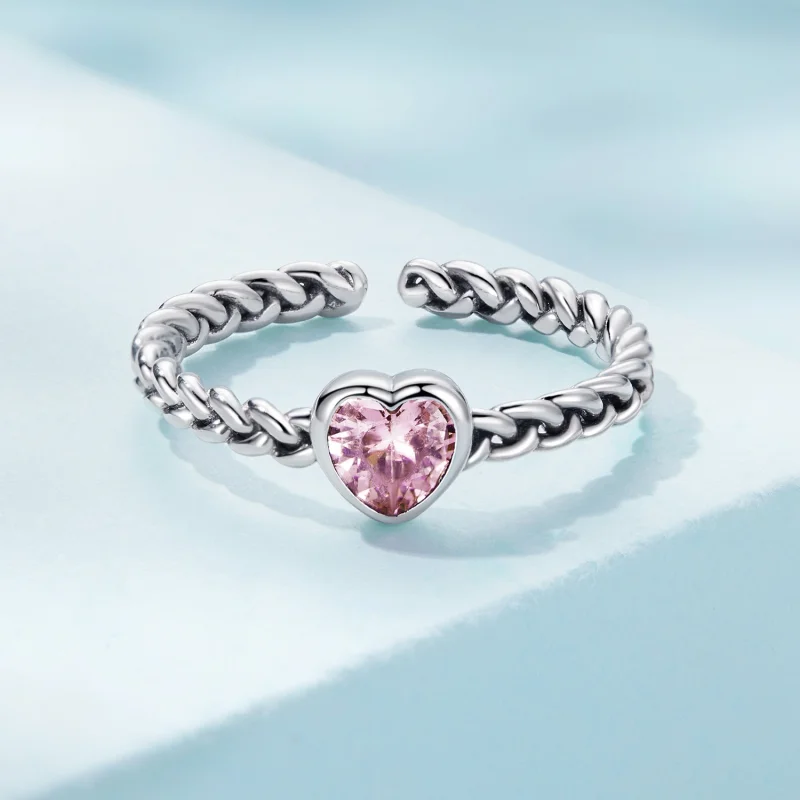 (afbeelding voor) Pandora Stijl Roze Hart Ring - SCR865 - Bekijken 3