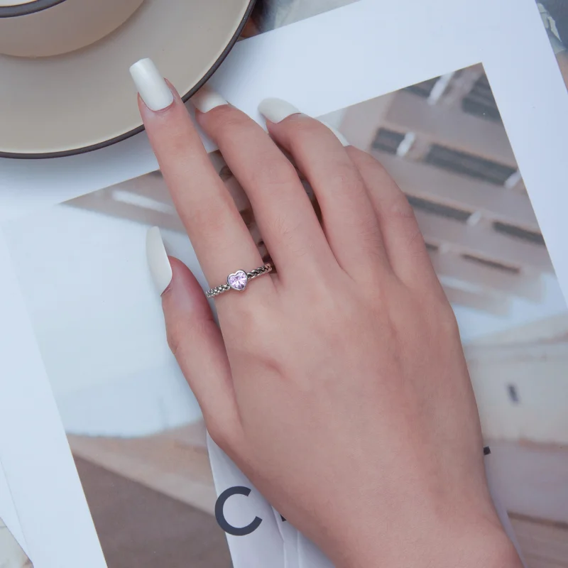 (afbeelding voor) Pandora Stijl Roze Hart Ring - SCR865 - Bekijken 5