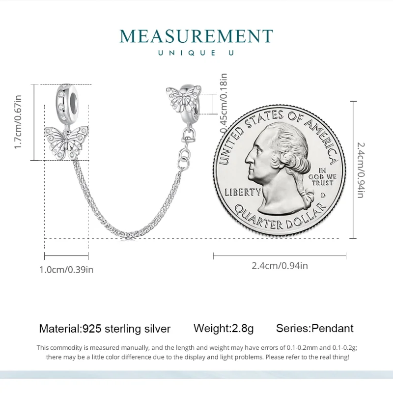 (afbeelding voor) Pandora-stijl Veiligheidsketting met Vlinder - BSC801 - Bekijken 5