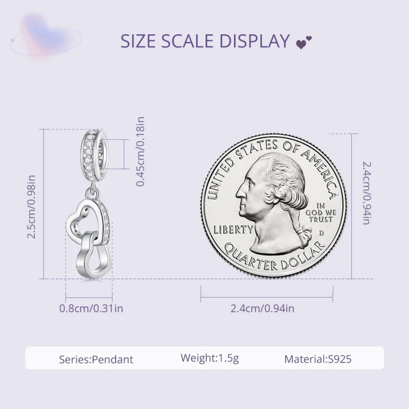 (afbeelding voor) Pandora-stijl verstrengelde hartenbedel - SCC2455 - Bekijken 6