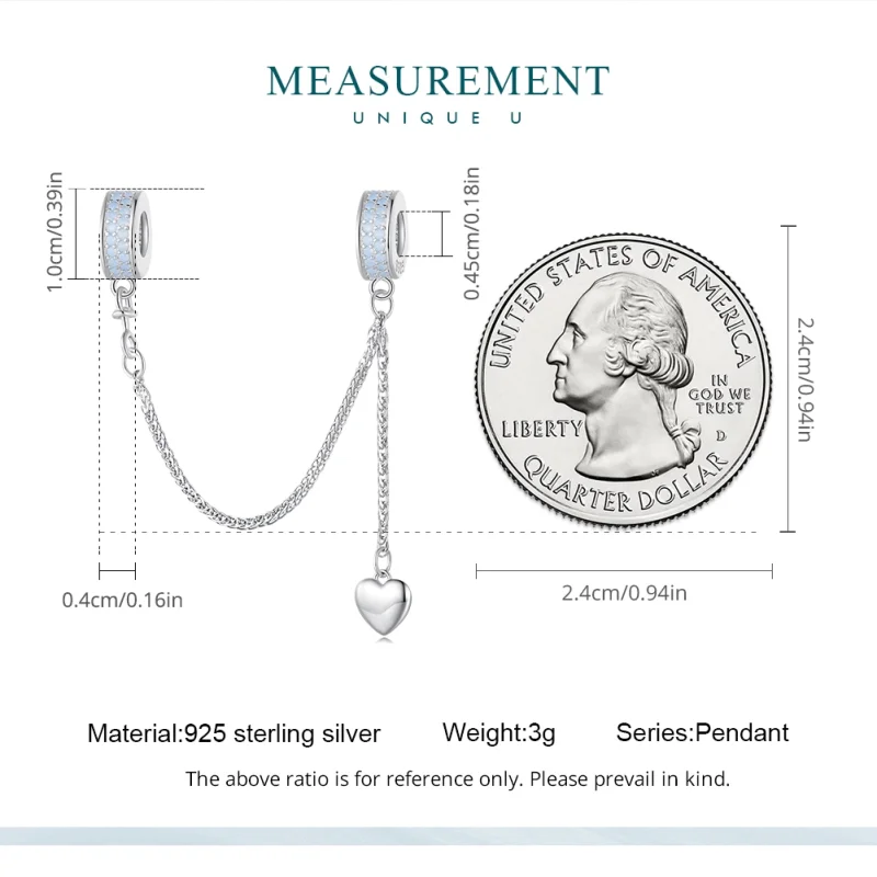(afbeelding voor) Pandora Stijl Zilveren Hart Veiligheidsketting - BSC795 - Bekijken 5