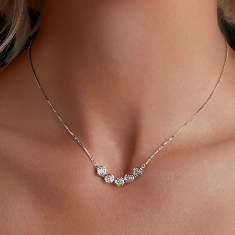 (afbeelding voor) Pandora Stijl 0.3Ct Moissanite Ketting (Één Certificaat) - MSN022 - Bekijken 5