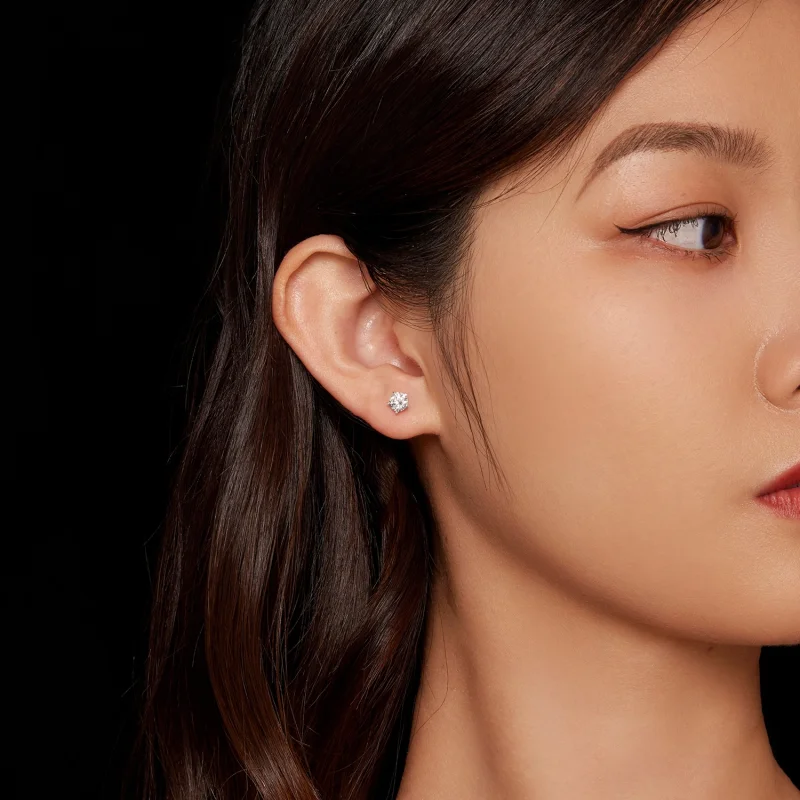 (afbeelding voor) Pandora-stijl 0,5 karaat Moissanite-stekkers oorbellen - MSE024-S - Bekijken 4