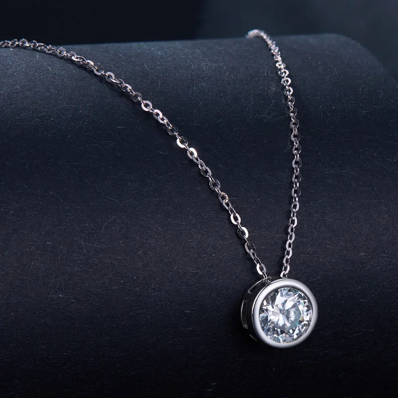 (afbeelding voor) Pandora-stijl 1Ct Moissanite Ketting (Eén Certificaat) - MSN021 - Bekijken 2