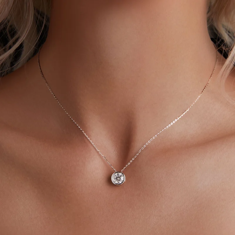 (afbeelding voor) Pandora-stijl 1Ct Moissanite Ketting (Eén Certificaat) - MSN021 - Bekijken 5