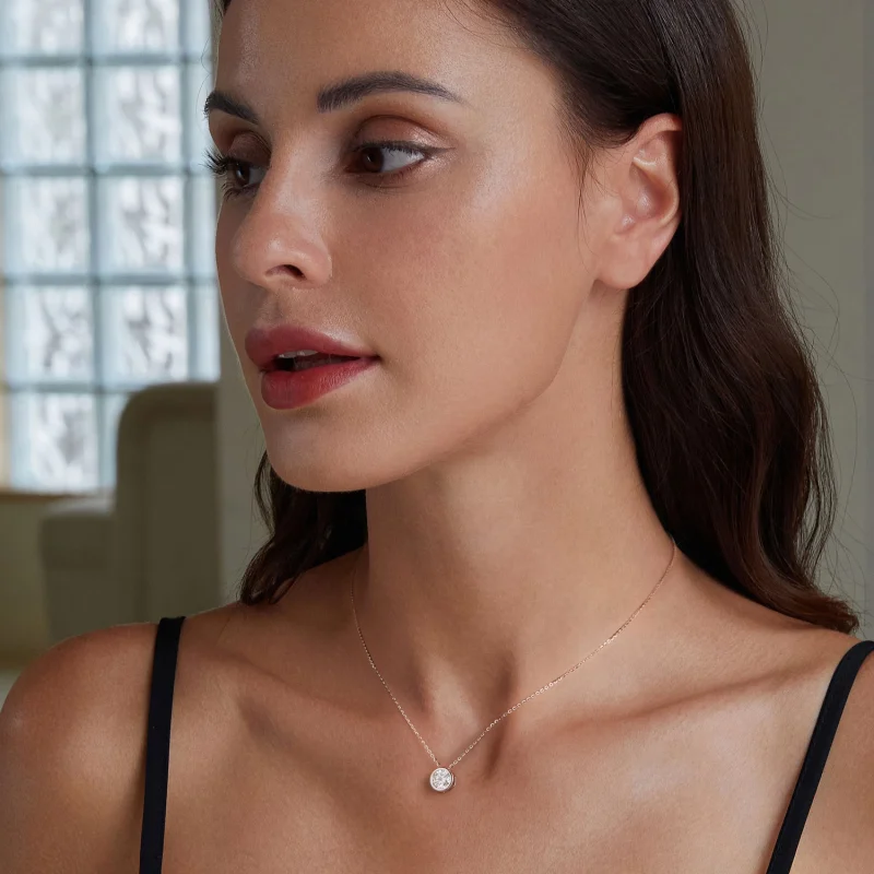 (afbeelding voor) Pandora-stijl 1Ct Moissanite Ketting (Eén Certificaat) - MSN021 - Bekijken 6