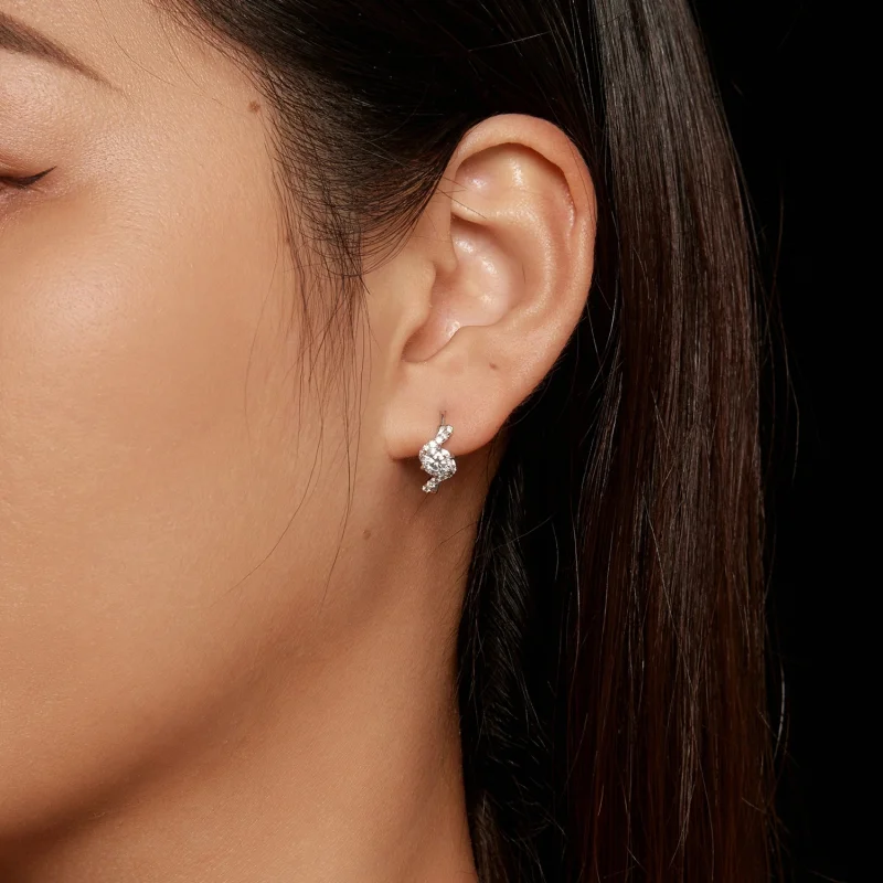 (afbeelding voor) Pandora-stijl 50-punten moissanite Hoepeloorbellen (Twee certificaten) - MSE036 - Bekijken 5