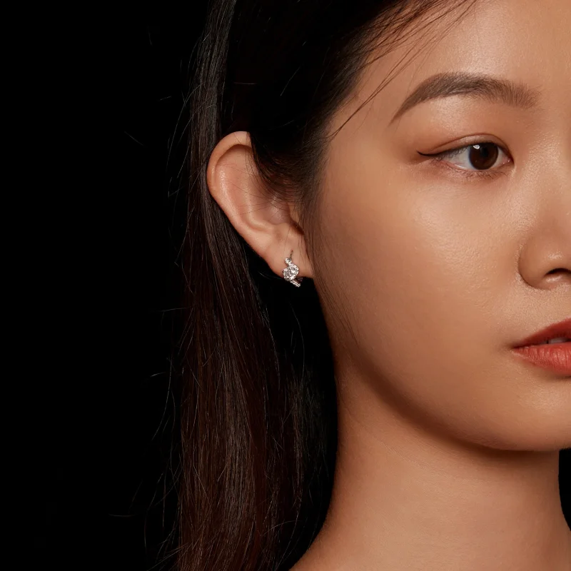 (afbeelding voor) Pandora-stijl 50-punten moissanite Hoepeloorbellen (Twee certificaten) - MSE036 - Bekijken 6