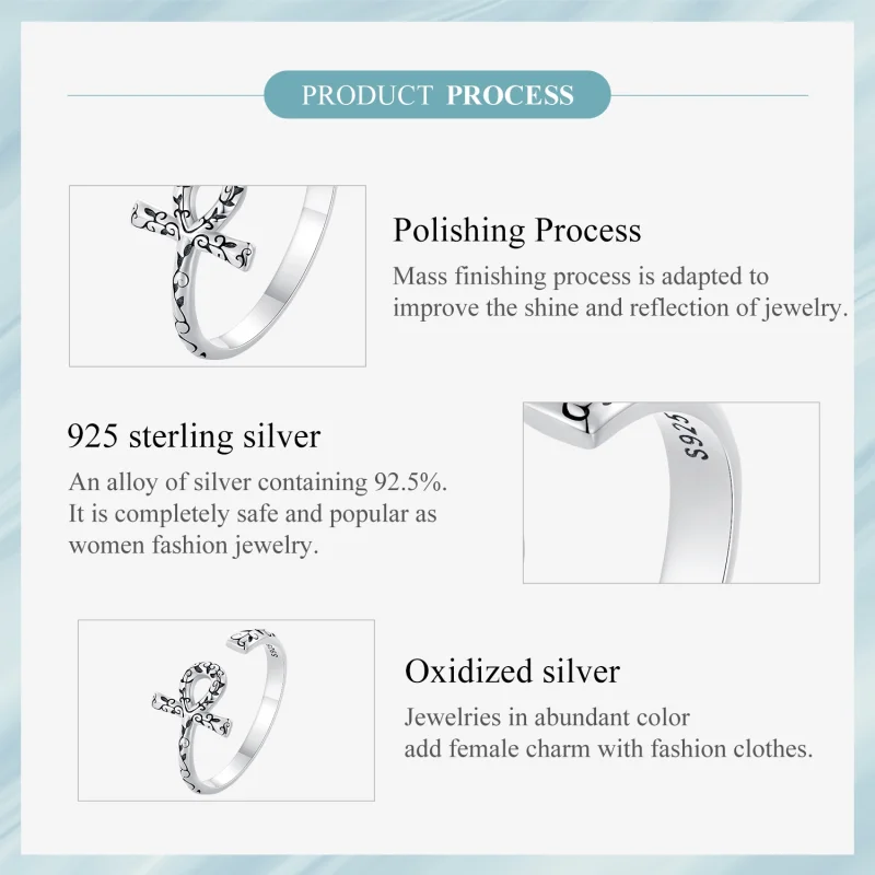 (afbeelding voor) Pandora Stijl Ankh Kruis Open Ring - SCR972-E - Bekijken 6