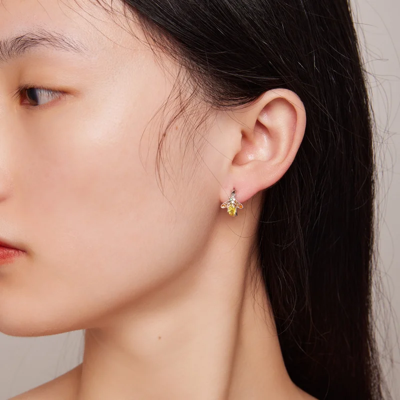 (afbeelding voor) Pandora-stijl Bijen Hoepel Oorbellen - BSE808 - Bekijken 6