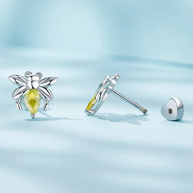 (afbeelding voor) Pandora-stijl Bijen Twee Draag Studs Oorbellen - SCE1580 - Bekijken 3