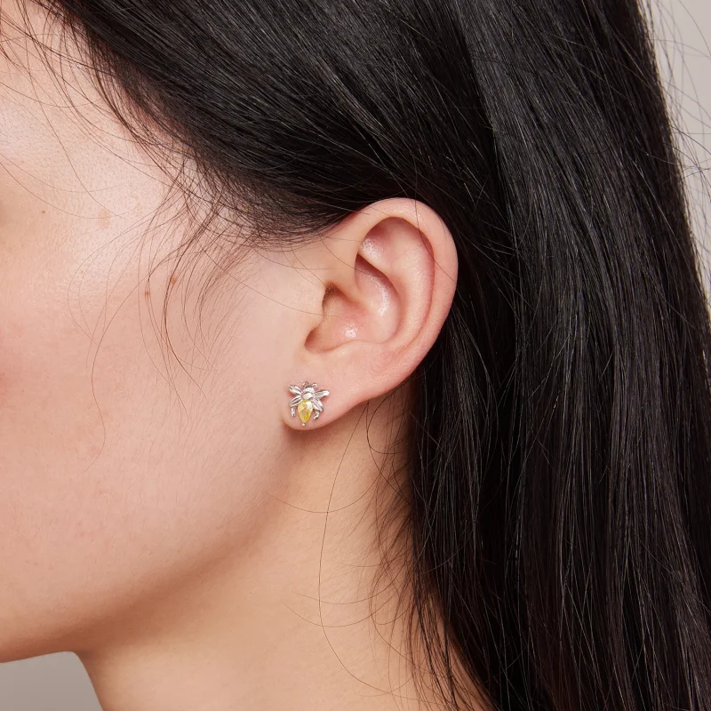 (afbeelding voor) Pandora-stijl Bijen Twee Draag Studs Oorbellen - SCE1580 - Bekijken 5