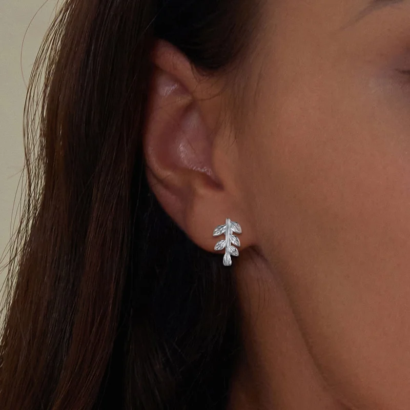 (afbeelding voor) Pandora-stijl blad oorringen - SCE1660 - Bekijken 5