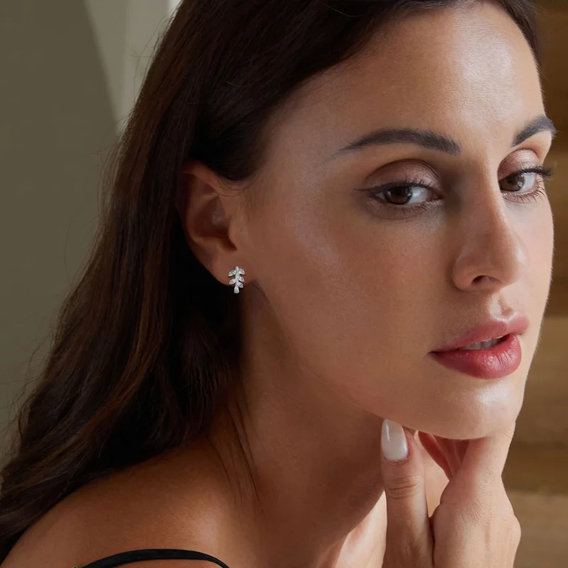 (afbeelding voor) Pandora-stijl blad oorringen - SCE1660 - Bekijken 6