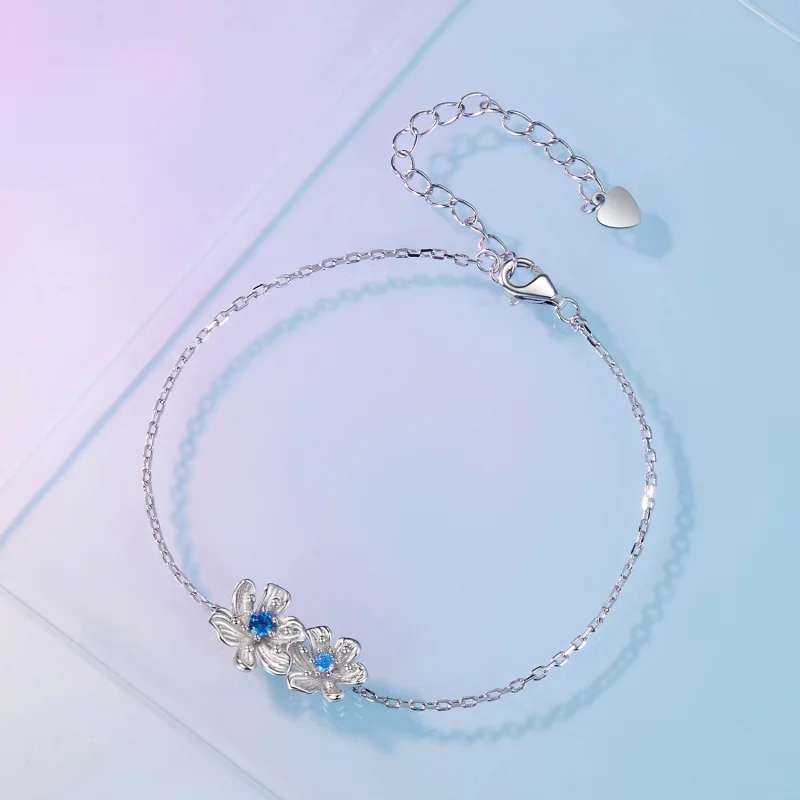 (afbeelding voor) Pandora Stijl Blauwe Bloem Ketting Armband - BSB138 - Bekijken 3