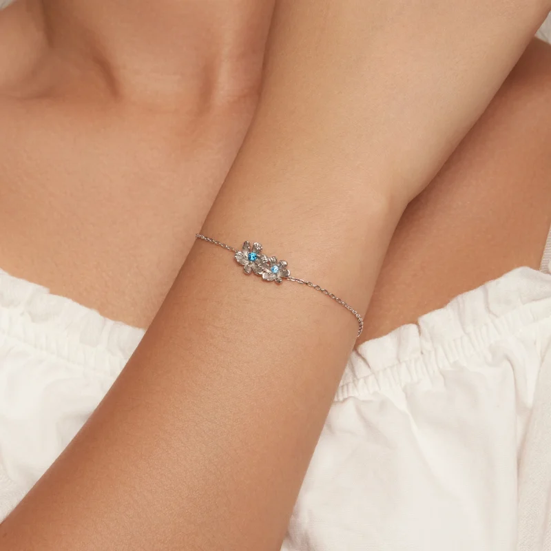 (afbeelding voor) Pandora Stijl Blauwe Bloem Ketting Armband - BSB138 - Bekijken 4