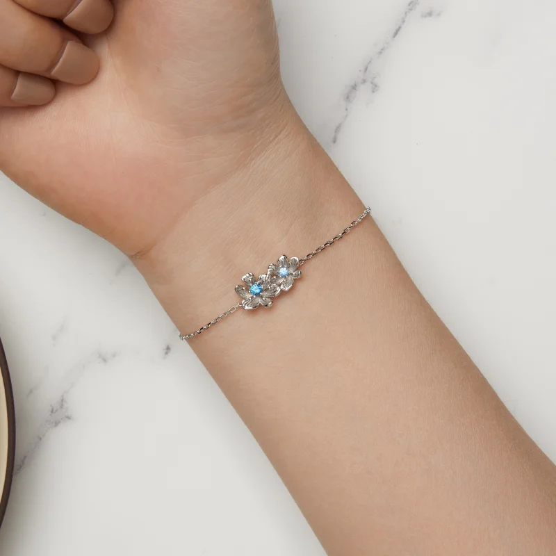 (afbeelding voor) Pandora Stijl Blauwe Bloem Ketting Armband - BSB138 - Bekijken 6