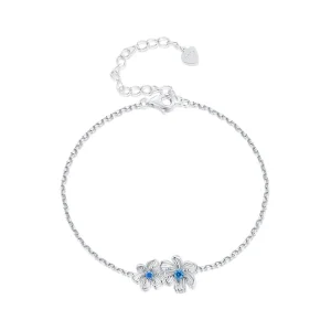 Pandora Stijl Blauwe Bloem Ketting Armband - BSB138 (afbeelding voor) Pandora Stijl Blauwe Bloem Ketting Armband - BSB138
