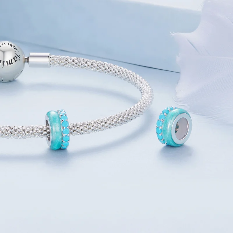 (afbeelding voor) Pandora-stijl Blauwe Dubbele Laag Siliconen Spacer - BSC883-TQ - Bekijken 4