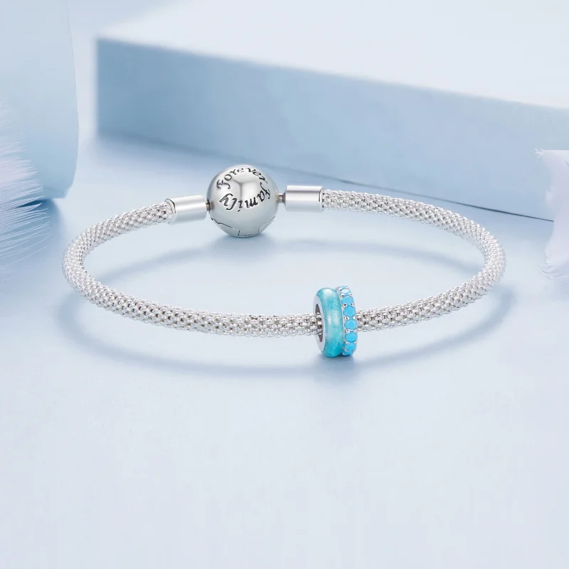 (afbeelding voor) Pandora-stijl Blauwe Dubbele Laag Siliconen Spacer - BSC883-TQ - Bekijken 5