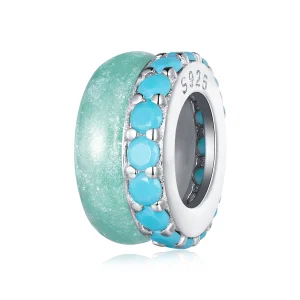 (afbeelding voor) Pandora-stijl Blauwe Dubbele Laag Siliconen Spacer - BSC883-TQ