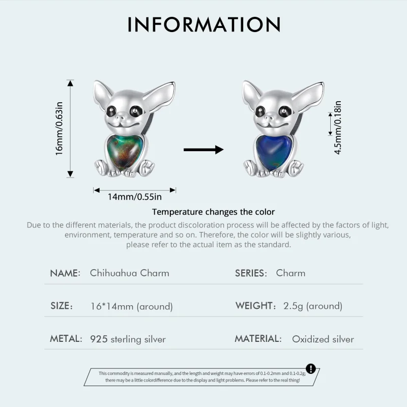 (afbeelding voor) Pandora-stijl Chihuahua-bedel - SCC2601 - Bekijken 4