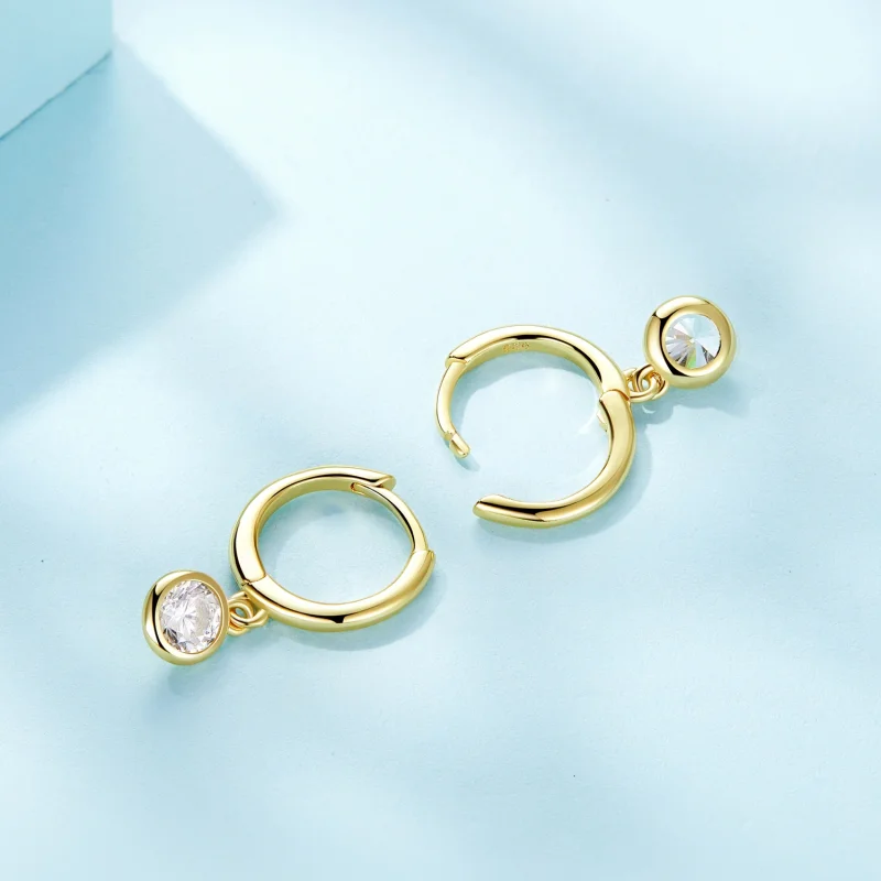 (afbeelding voor) Pandora-stijl Cirkel Zirkonia Hoepel Oorbellen - SCE830-B - Bekijken 4