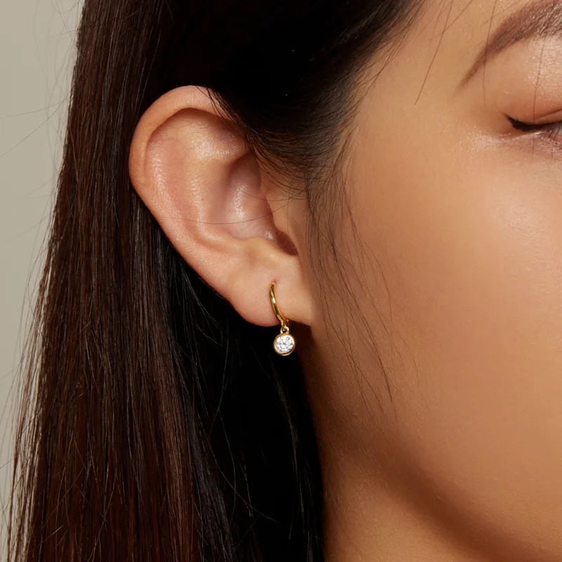 (afbeelding voor) Pandora-stijl Cirkel Zirkonia Hoepel Oorbellen - SCE830-B - Bekijken 5