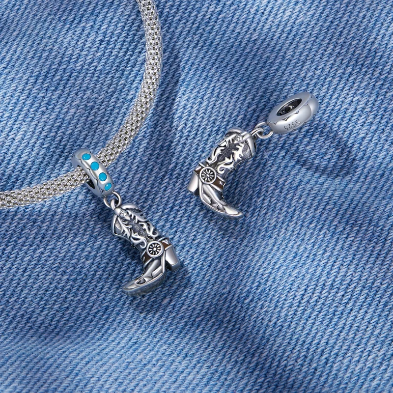 (afbeelding voor) Pandora Stijl Cowboy Leren Laarzen Hanger - SCC2566 - Bekijken 4