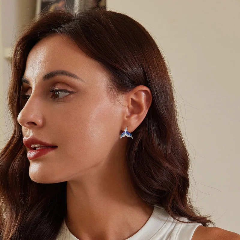 (afbeelding voor) Pandora-stijl Dreamman Zeemeerminstaart Stud Oorbellen - BSE921 - Bekijken 6