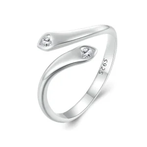 (afbeelding voor) Pandora-stijl dubbele open hart ring - SCR946-E