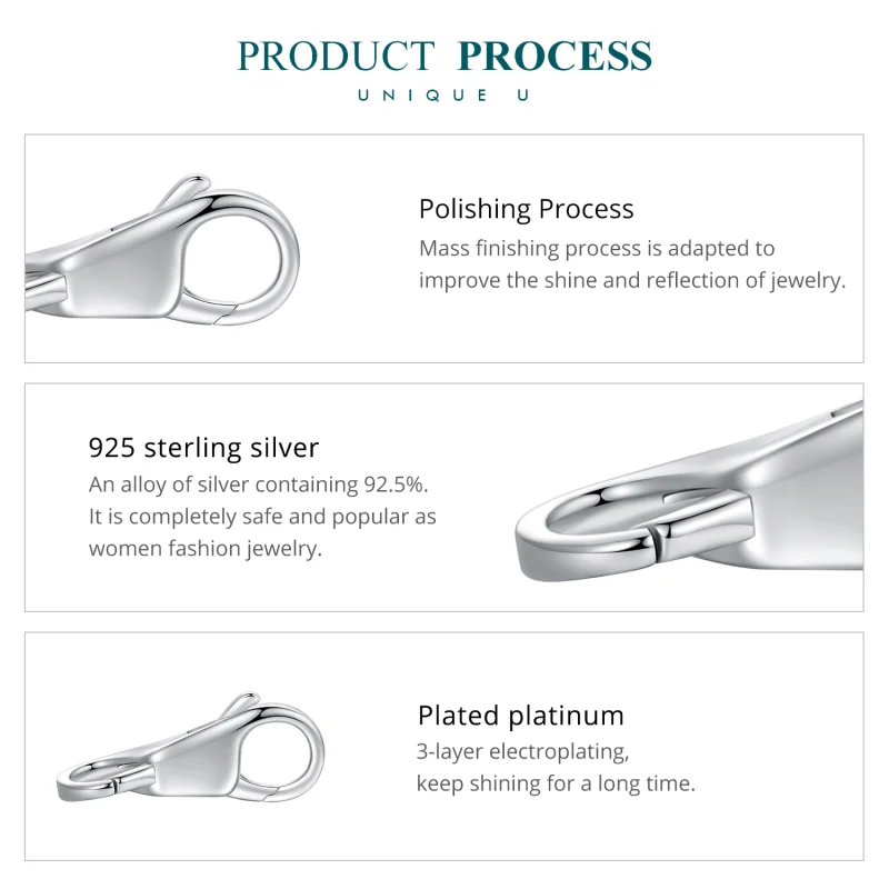 (afbeelding voor) Pandora-stijl eenvoudige dubbele karabijnsluiting - BSP025 - Bekijken 6