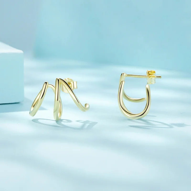 (afbeelding voor) Pandora-stijl eenvoudige lijnen oorstekers - SCE986-B - Bekijken 4