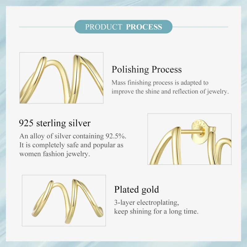 (afbeelding voor) Pandora-stijl eenvoudige lijnen oorstekers - SCE986-B - Bekijken 7