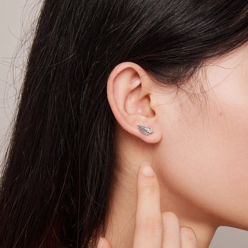 (afbeelding voor) Pandora-stijl engelenvleugels studs oorbellen - SCE1579 - Bekijken 5